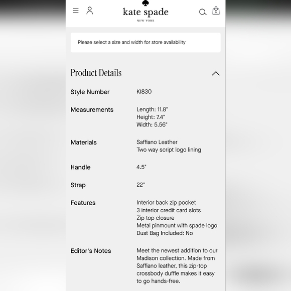 NWT Kate Spade Madison Large Dolly Duffle Crossbody, Pastel Lavender 💜 - Picture 5 of 16